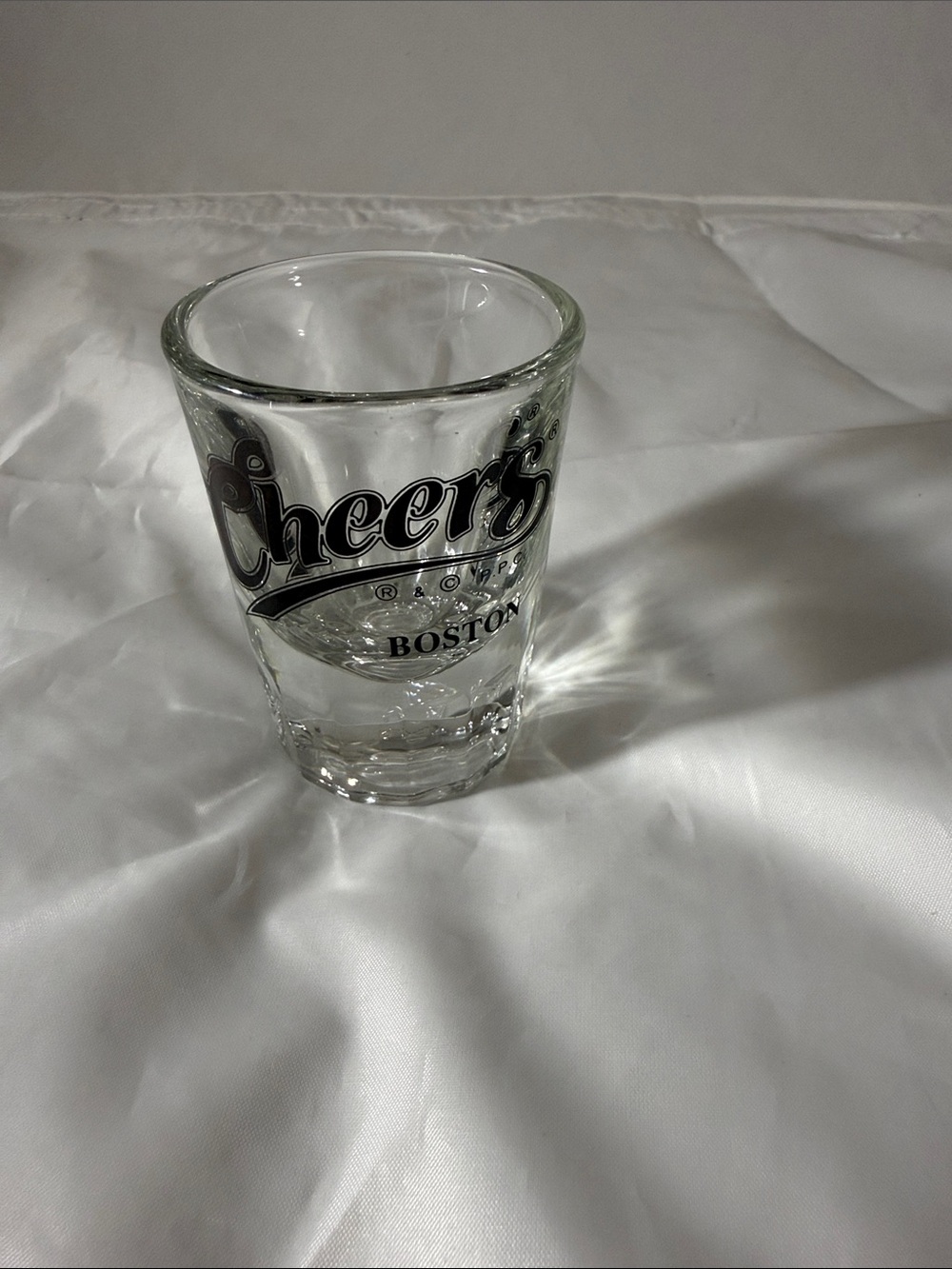 Cheers Boston Clear Glass Shot Glass with Black Logo